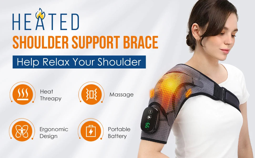 LED Display 3 Levels Heating Vabration Shoulder Massager Brace Heat Therapy Shoulder Bandage Arthritis Pain Relief Health Care