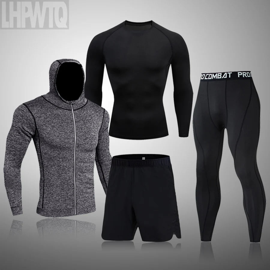 Men's Running Sets Quick-drying Breathable Stretch Sweatpants winter Gym Compression men Jogging Fitness training Sports Suits