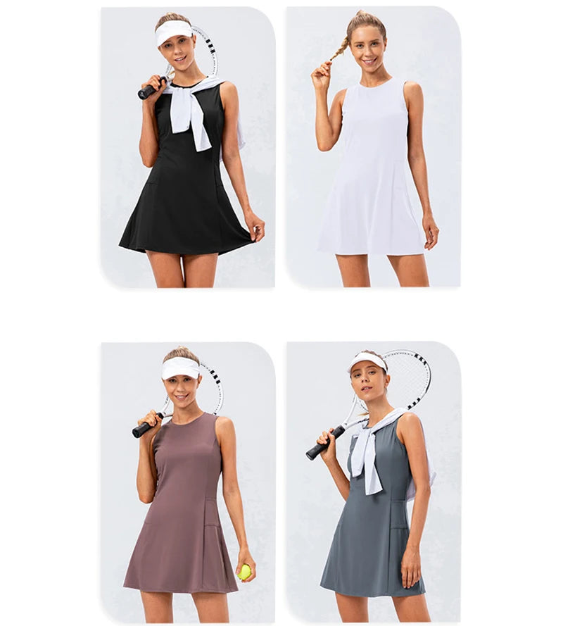 Tennis Dress Shorts Skirt Yoga Set Women's Fitness Suit With A Skirt Running Sportswear Set Tracksuit Badminton Golf Sport Dress