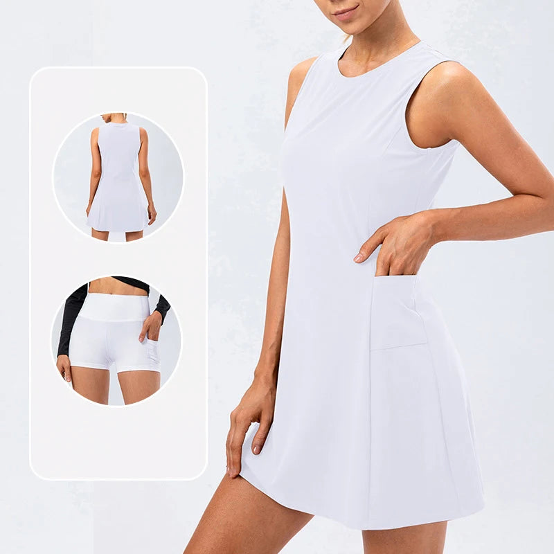 Tennis Dress Shorts Skirt Yoga Set Women's Fitness Suit With A Skirt Running Sportswear Set Tracksuit Badminton Golf Sport Dress