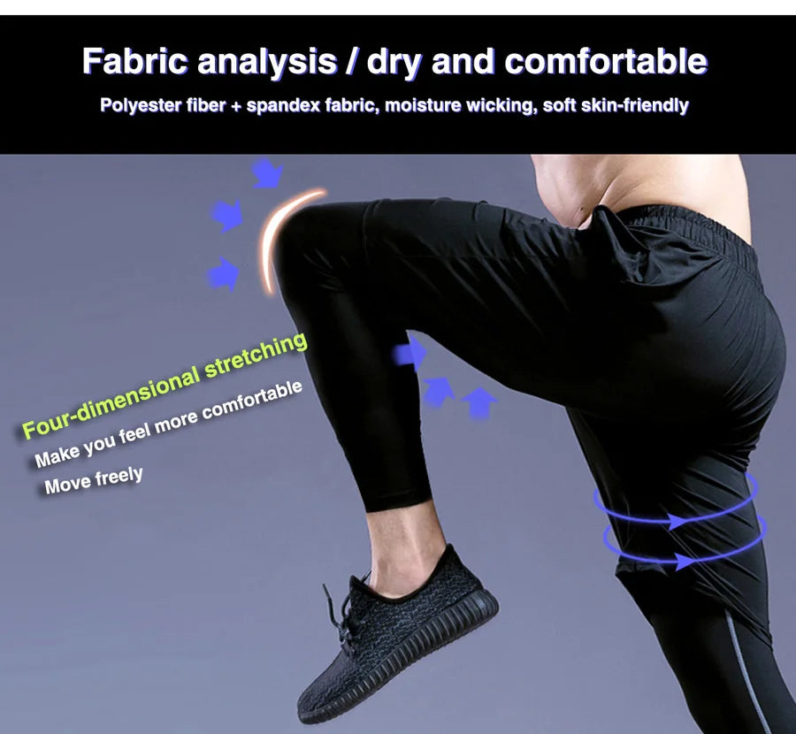 Men's Running Sets Quick-drying Breathable Stretch Sweatpants winter Gym Compression men Jogging Fitness training Sports Suits