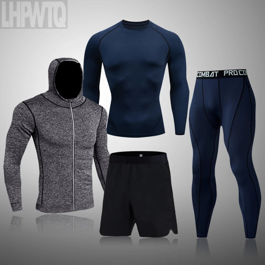 Men's Running Sets Quick-drying Breathable Stretch Sweatpants winter Gym Compression men Jogging Fitness training Sports Suits