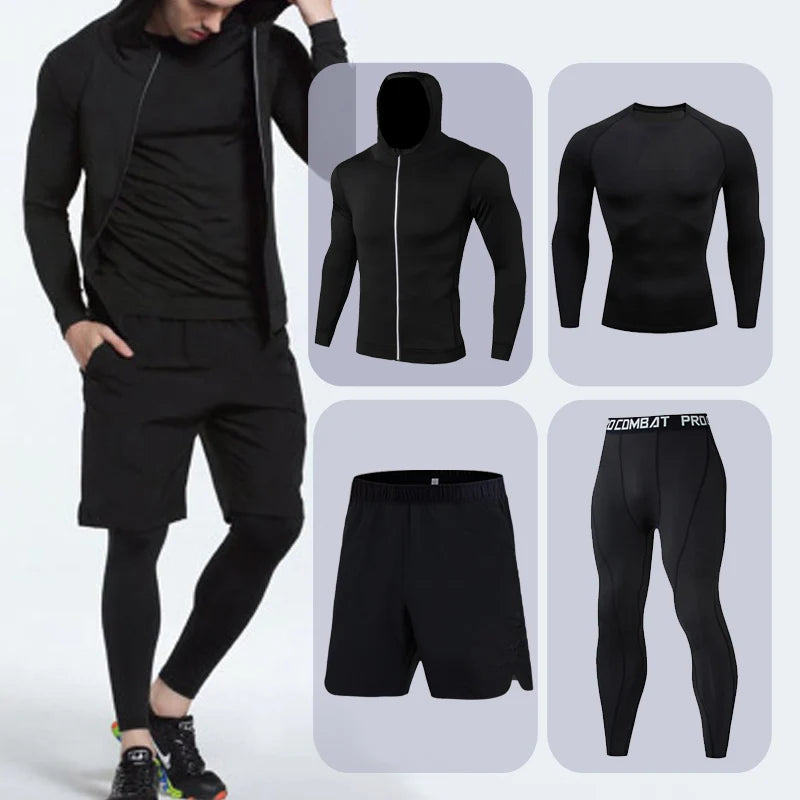 Men's Running Sets Quick-drying Breathable Stretch Sweatpants winter Gym Compression men Jogging Fitness training Sports Suits