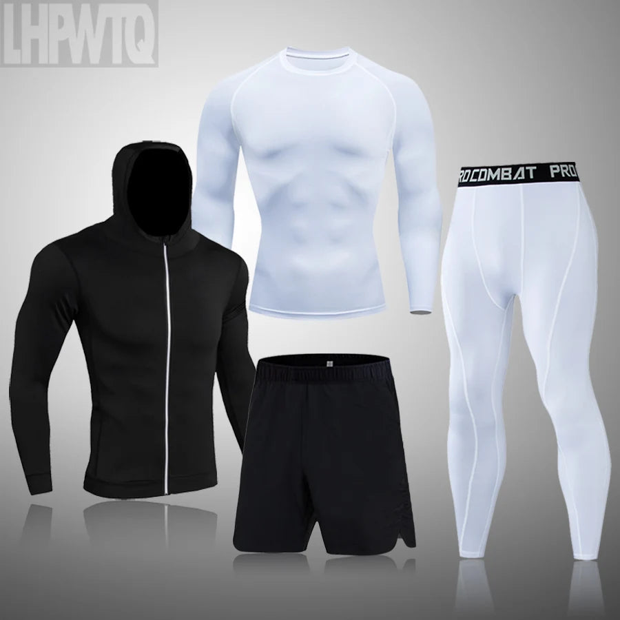 Men's Running Sets Quick-drying Breathable Stretch Sweatpants winter Gym Compression men Jogging Fitness training Sports Suits