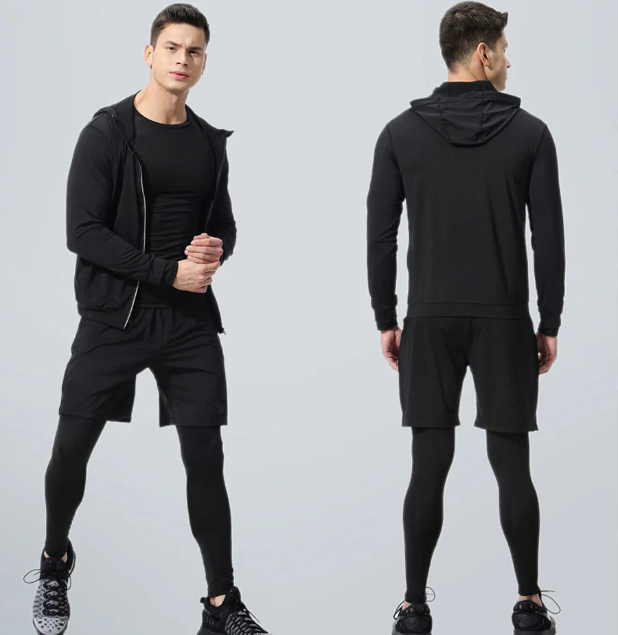 Men's Running Sets Quick-drying Breathable Stretch Sweatpants winter Gym Compression men Jogging Fitness training Sports Suits