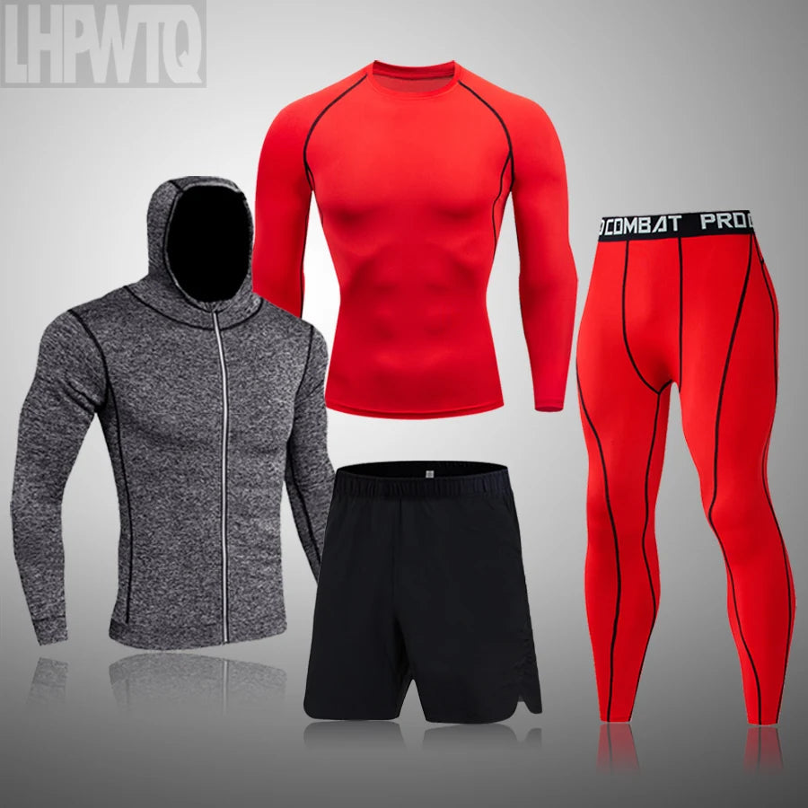 Men's Running Sets Quick-drying Breathable Stretch Sweatpants winter Gym Compression men Jogging Fitness training Sports Suits