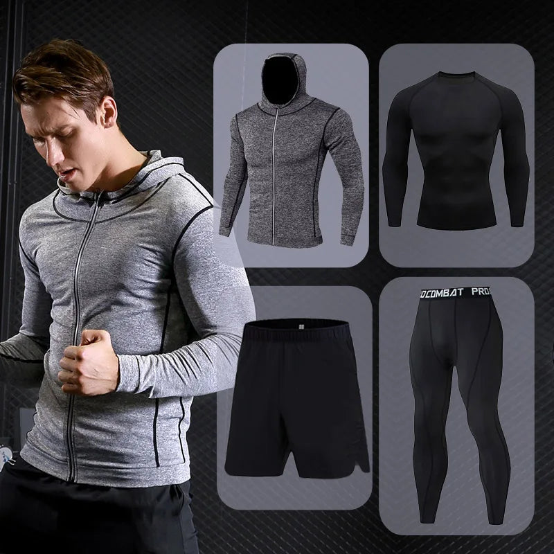 Men's Running Sets Quick-drying Breathable Stretch Sweatpants winter Gym Compression men Jogging Fitness training Sports Suits