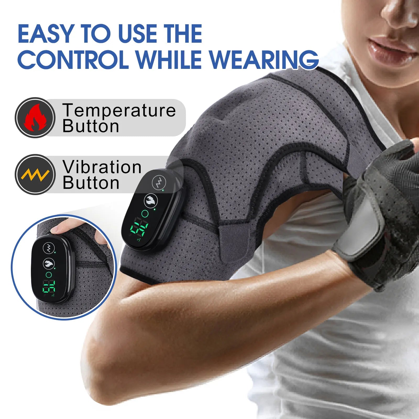 LED Display 3 Levels Heating Vabration Shoulder Massager Brace Heat Therapy Shoulder Bandage Arthritis Pain Relief Health Care