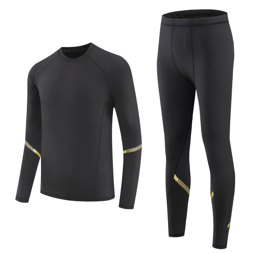 Men Compression Running Sets Velvet Winter Warm Sports Suit Basketball Underwear Tights Pants Shirt Gym Fitness Leggings Clothes