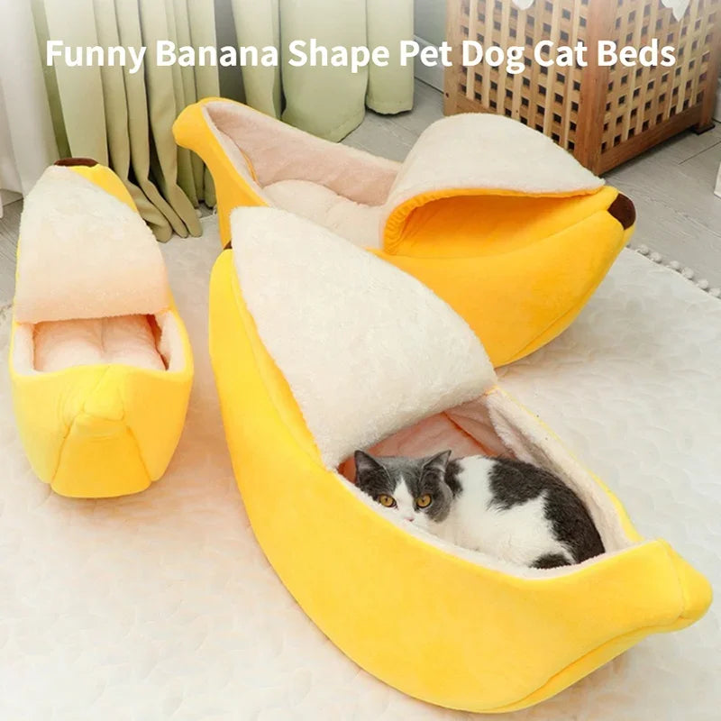 Banana Cat Bed House Funny Cute Cozy Cat Mat