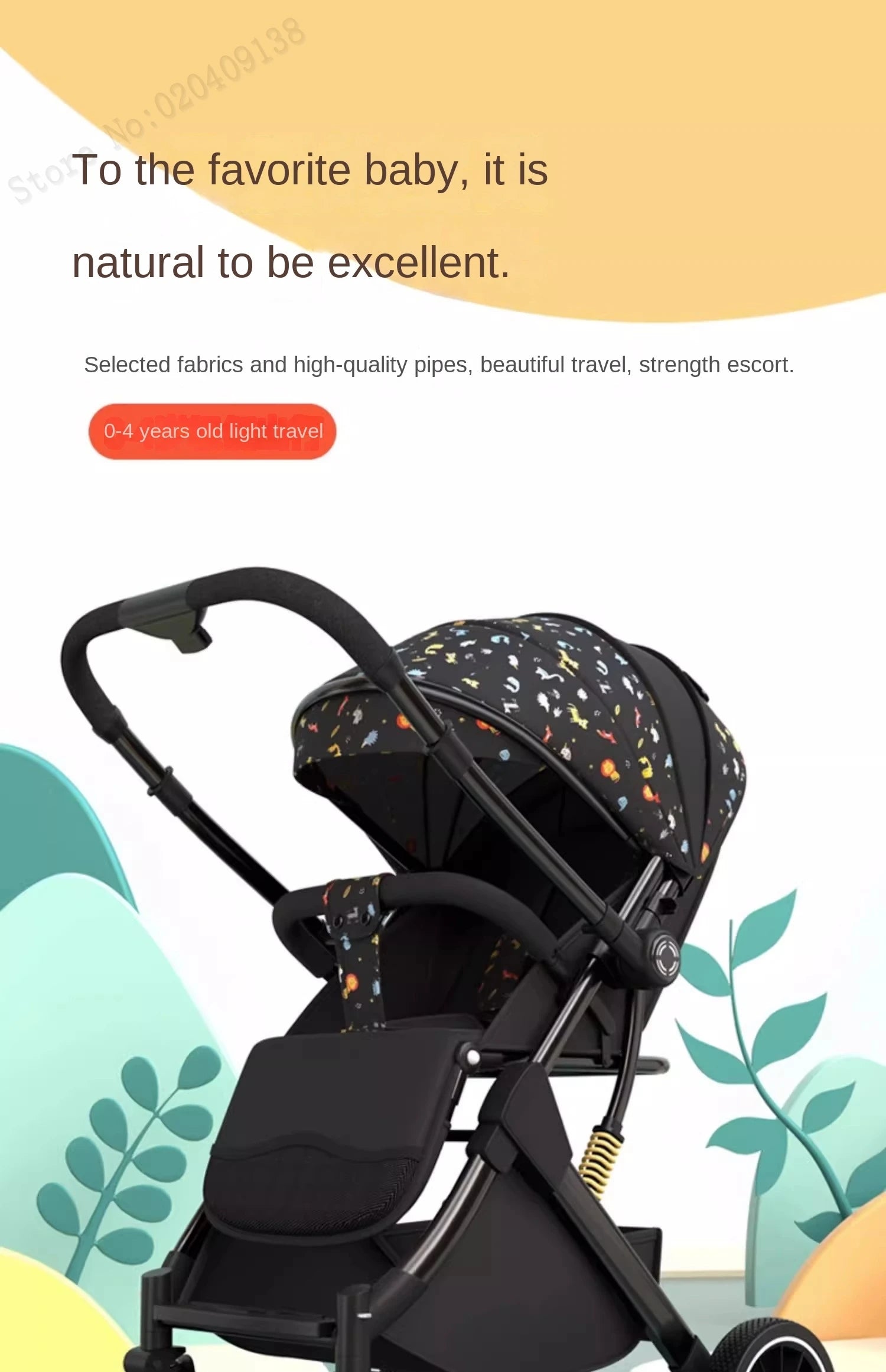 Two-way Lightweight baby stroller can sit