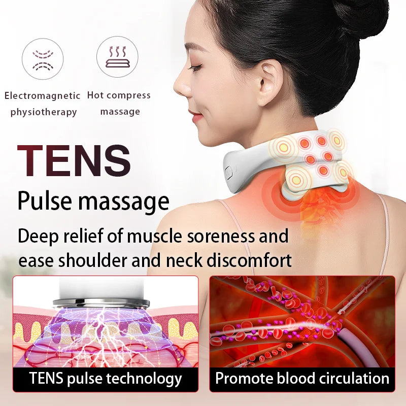 Smart Neck Massage Instrument Portable Shoulder Neck Massage Cervical Vertebra Health Care Vibrator Heating Relieve Pain Muscle