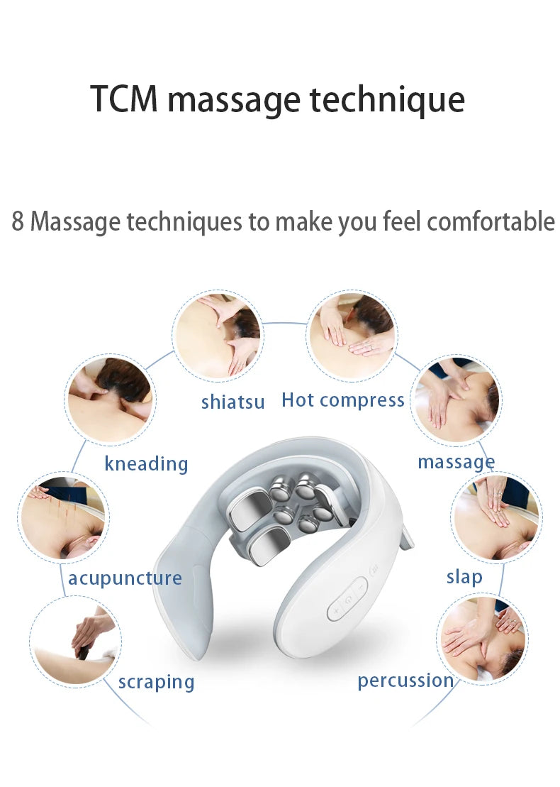 Smart Neck Massage Instrument Portable Shoulder Neck Massage Cervical Vertebra Health Care Vibrator Heating Relieve Pain Muscle