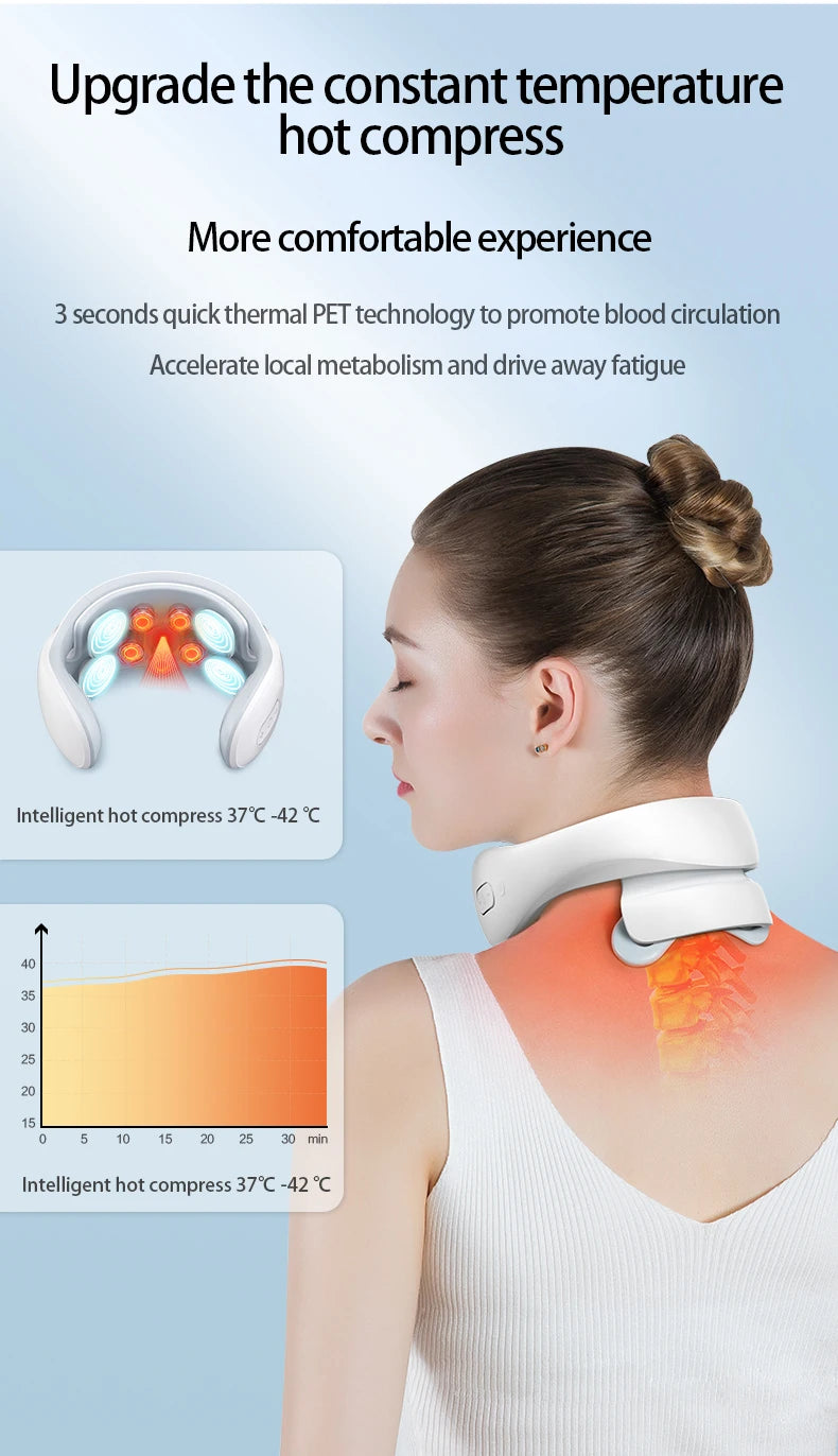 Smart Neck Massage Instrument Portable Shoulder Neck Massage Cervical Vertebra Health Care Vibrator Heating Relieve Pain Muscle