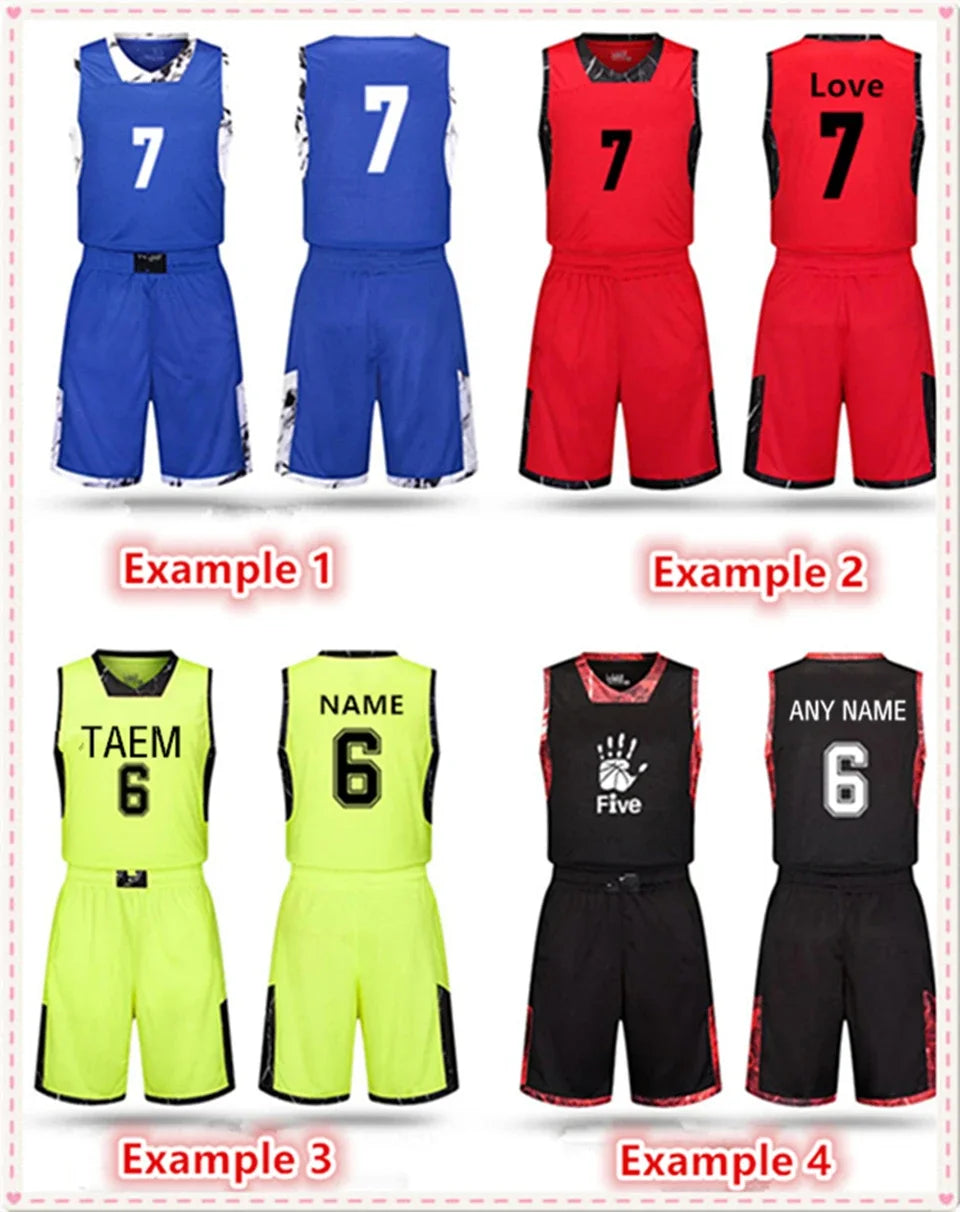 Basketball Uniform Suit For Men's Basketball Jersey Outfit Set High Quality Quick-dry Sportswear Can Custom Name Number LOGO