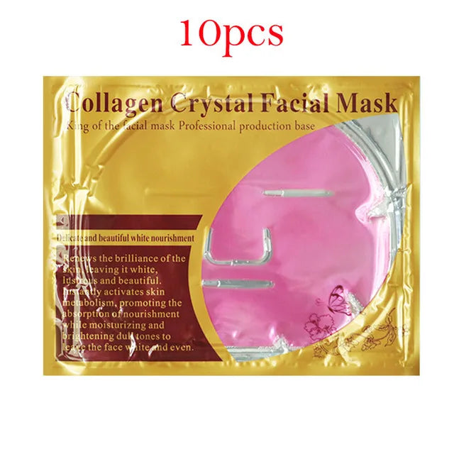 10pcs Crystal Collagen Gold Face Mask