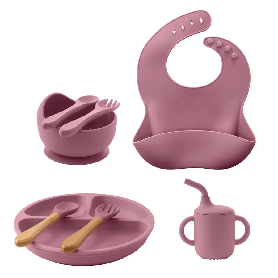 8PCS/Set BPA Free Silicone Baby Feeding Set