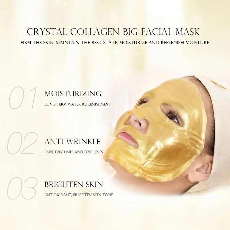 10pcs Crystal Collagen Gold Face Mask