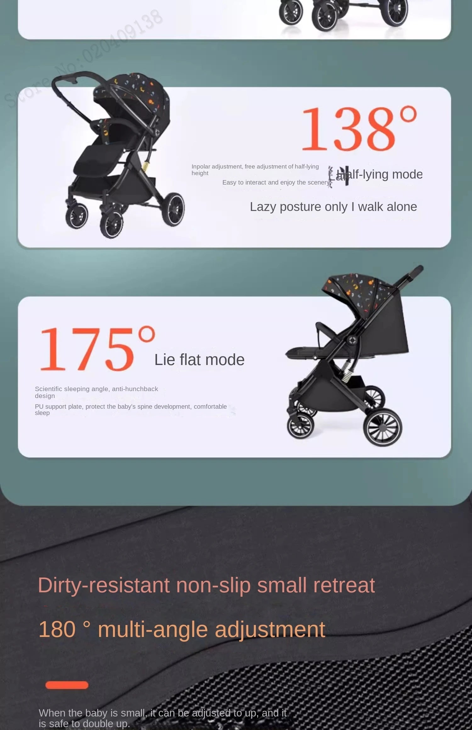 Two-way Lightweight baby stroller can sit