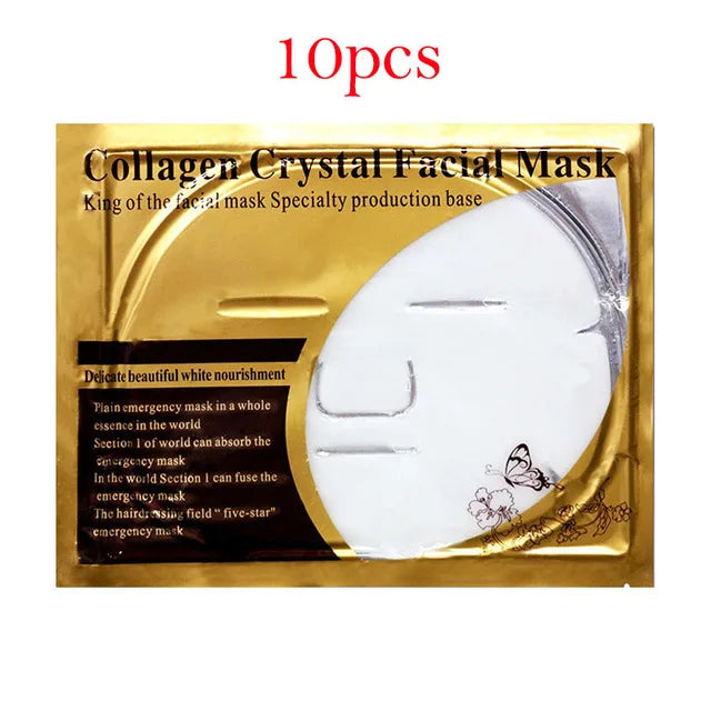 10pcs Crystal Collagen Gold Face Mask