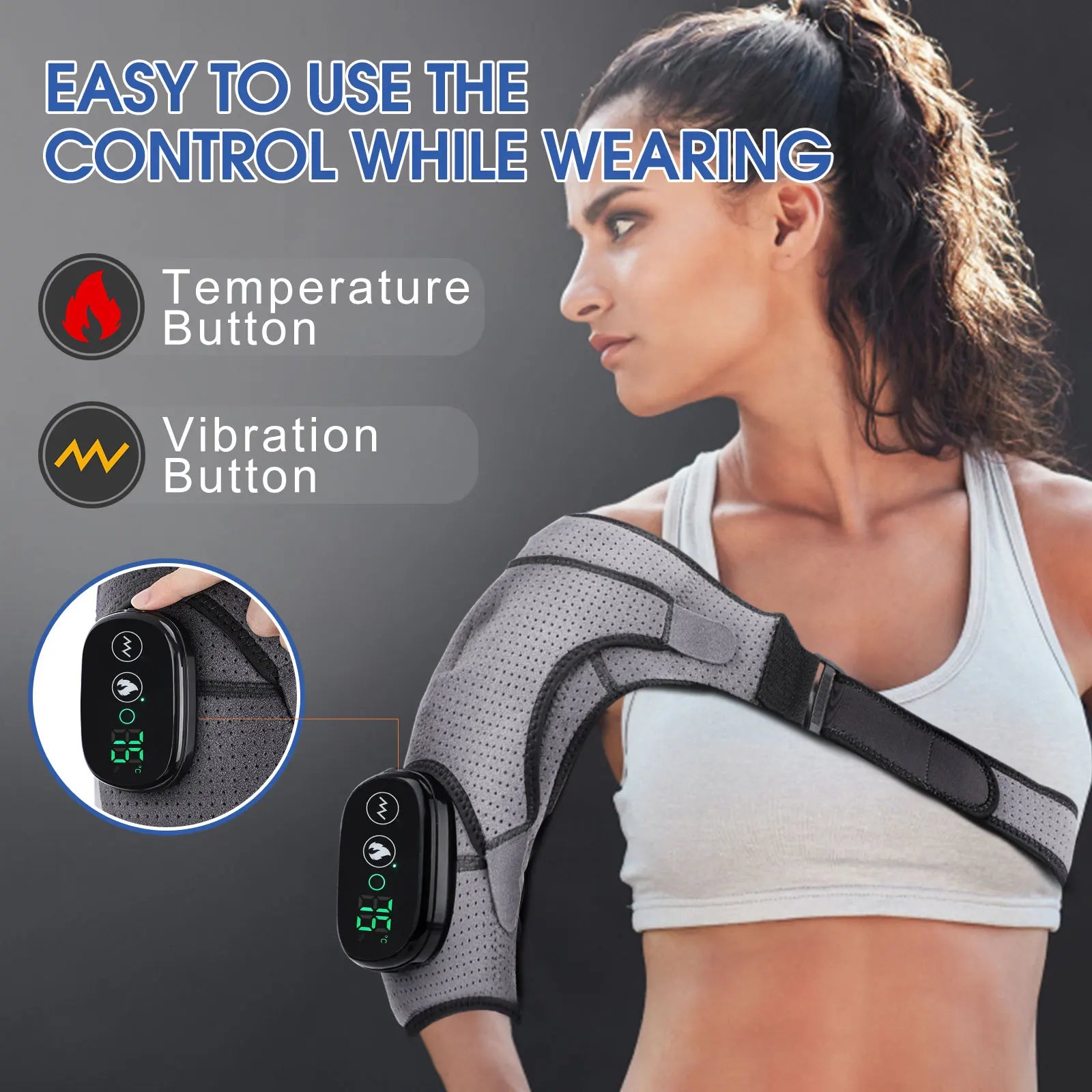 LED Display 3 Levels Heating Vabration Shoulder Massager Brace Heat Therapy Shoulder Bandage Arthritis Pain Relief Health Care