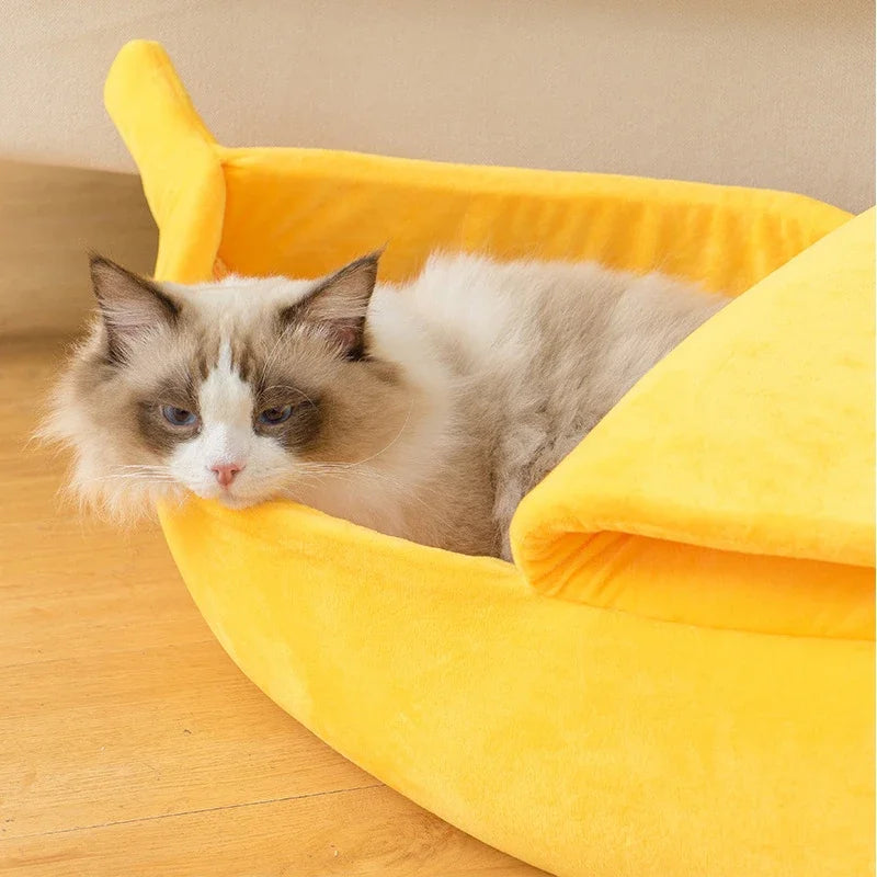 Banana Cat Bed House Funny Cute Cozy Cat Mat