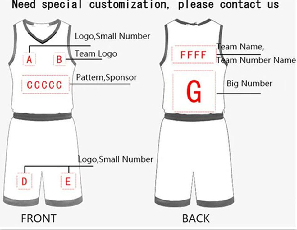 Basketball Uniform Suit For Men's Basketball Jersey Outfit Set High Quality Quick-dry Sportswear Can Custom Name Number LOGO