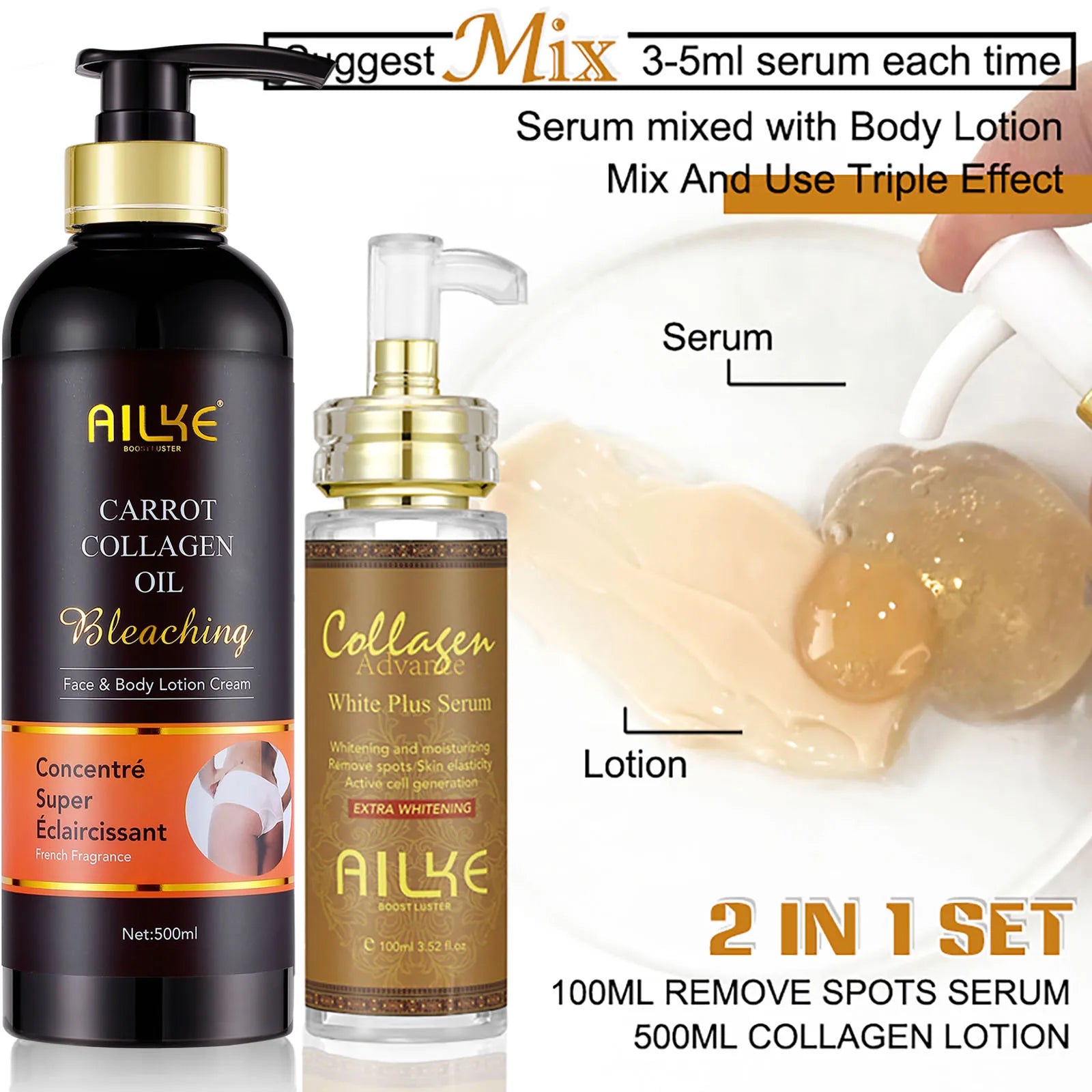 AILKE Skin Whitening Face Serum, Reduce Spots,