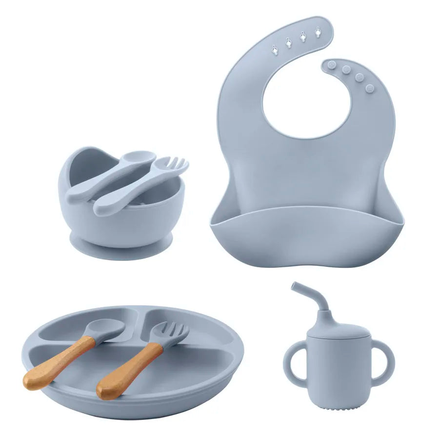 8PCS/Set BPA Free Silicone Baby Feeding Set