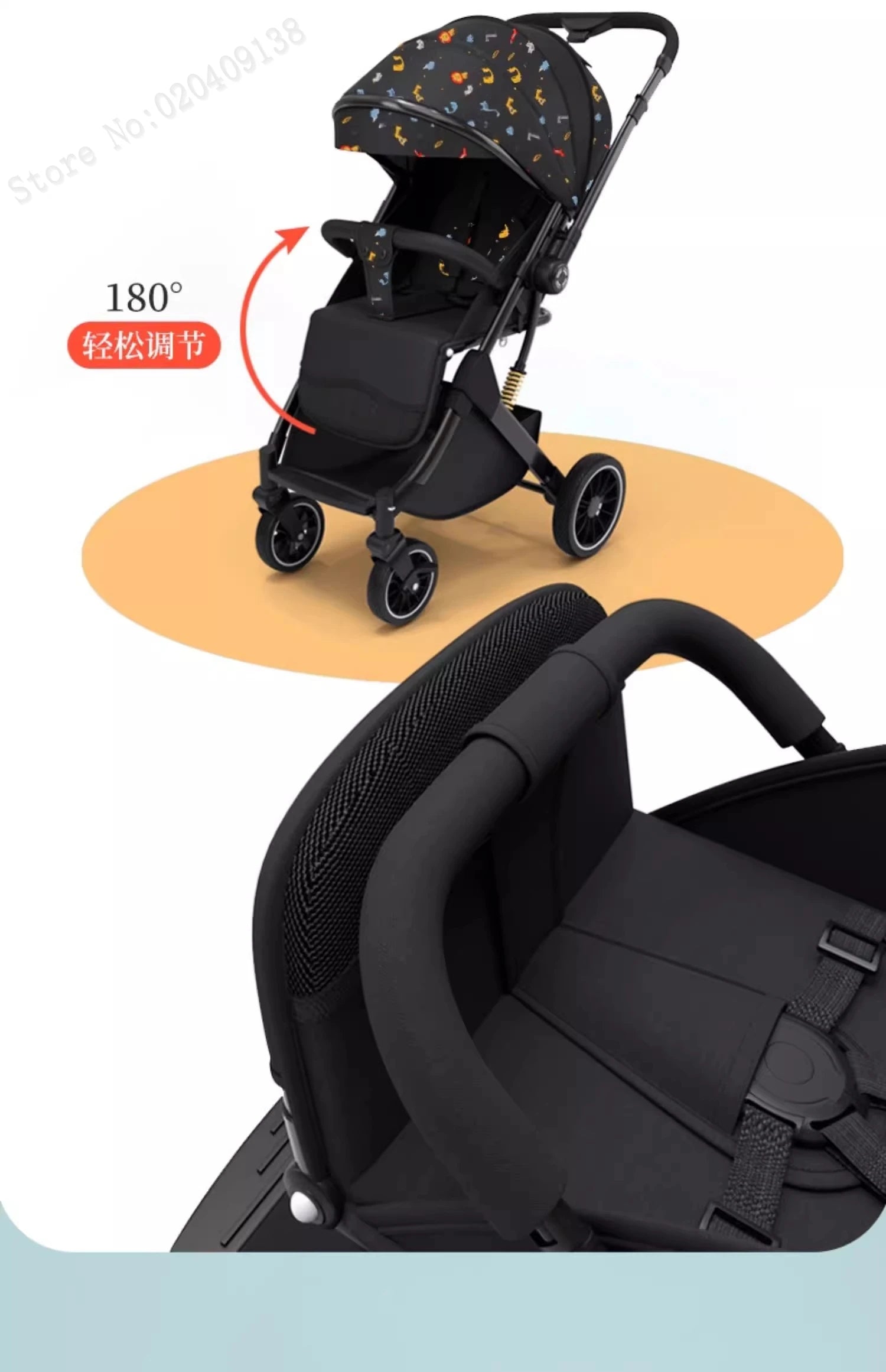 Two-way Lightweight baby stroller can sit