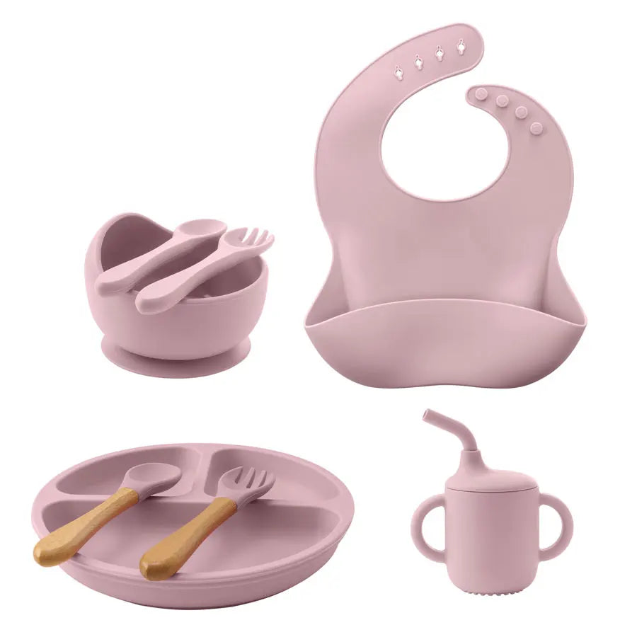 8PCS/Set BPA Free Silicone Baby Feeding Set