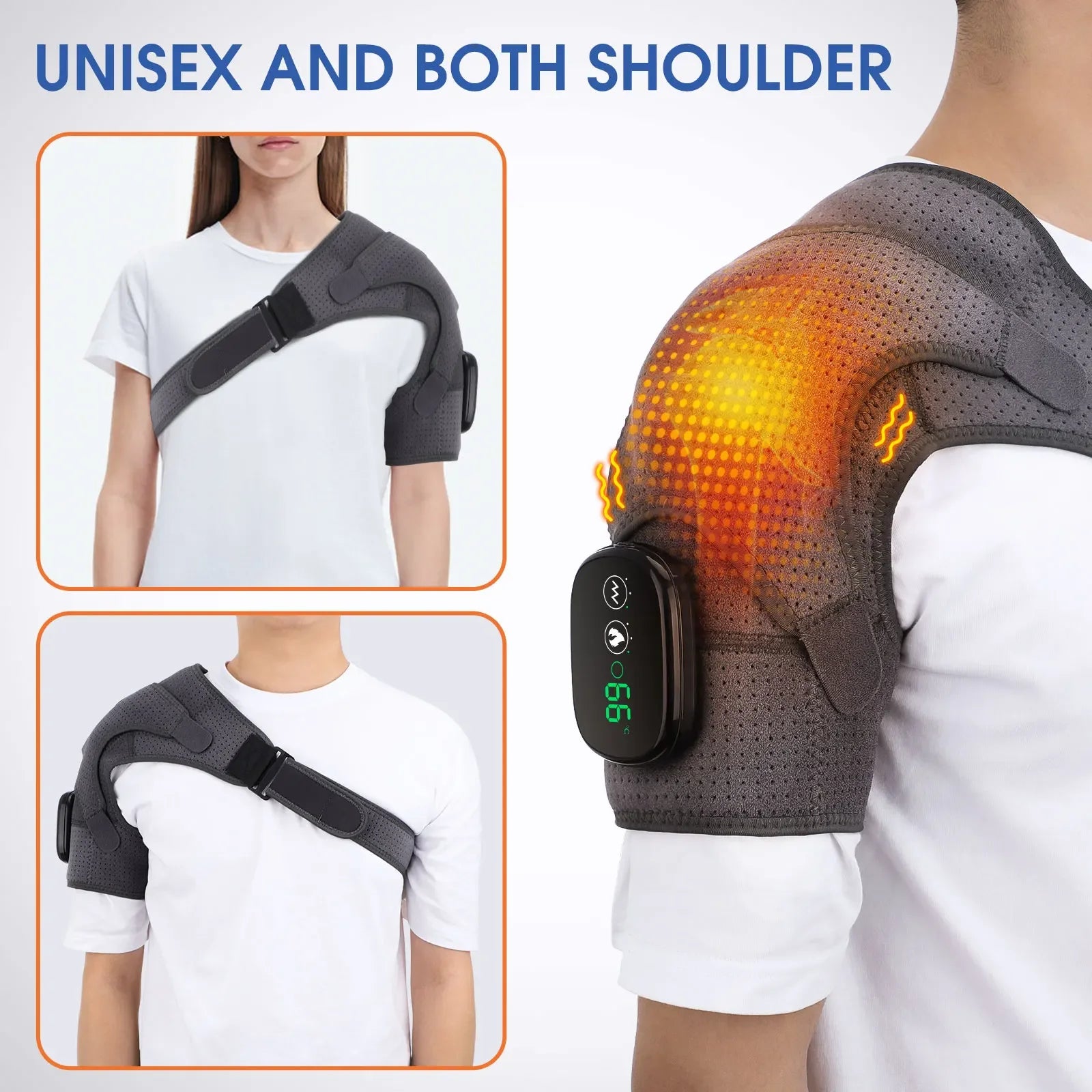 LED Display 3 Levels Heating Vabration Shoulder Massager Brace Heat Therapy Shoulder Bandage Arthritis Pain Relief Health Care