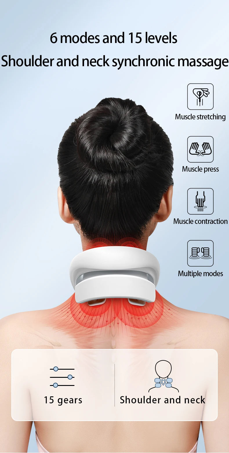 Smart Neck Massage Instrument Portable Shoulder Neck Massage Cervical Vertebra Health Care Vibrator Heating Relieve Pain Muscle