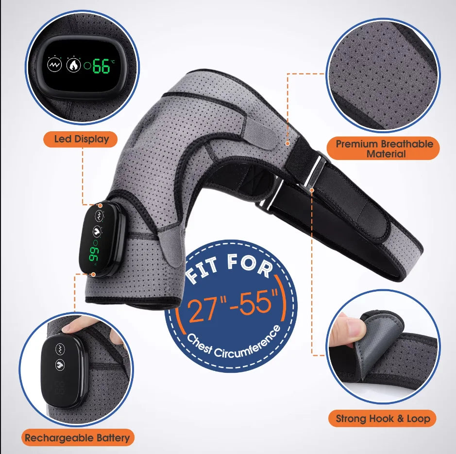 LED Display 3 Levels Heating Vabration Shoulder Massager Brace Heat Therapy Shoulder Bandage Arthritis Pain Relief Health Care