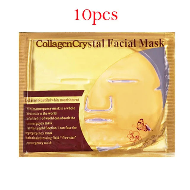 10pcs Crystal Collagen Gold Face Mask