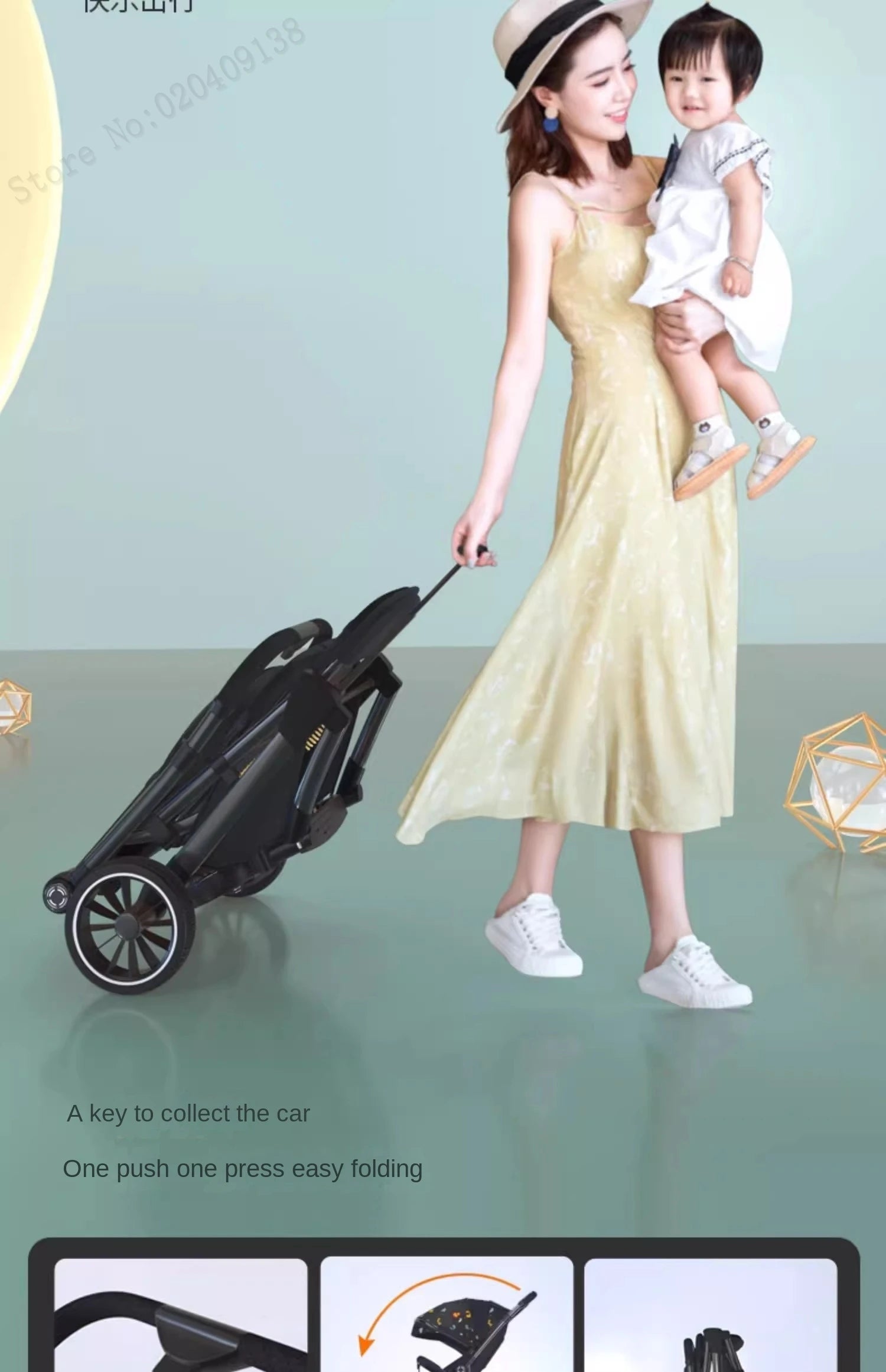 Two-way Lightweight baby stroller can sit